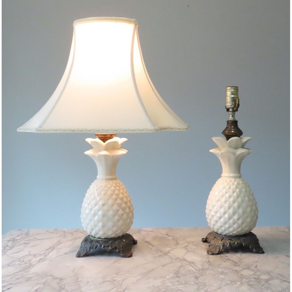 Rare Two Vintage Hollywood Regency Vintage Pineapple Lamps
